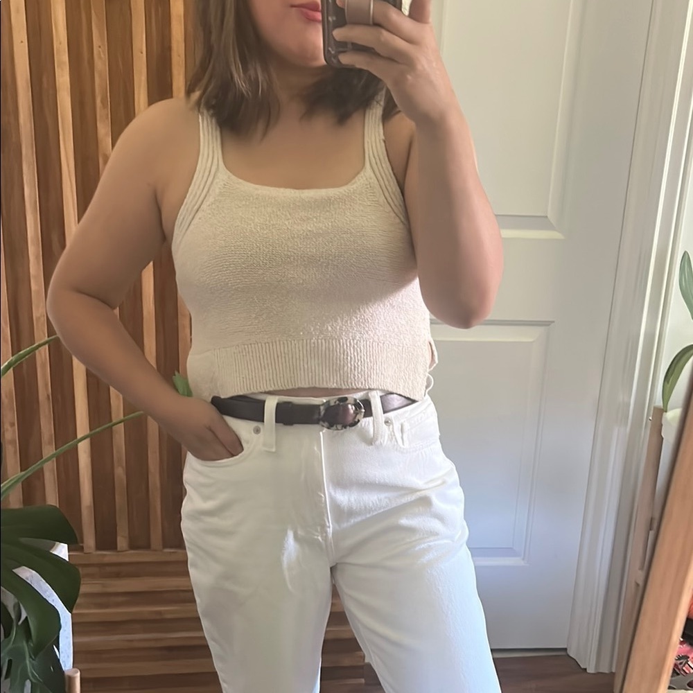 Anthropologie Cropped Cotton Tank in Bone. Size S